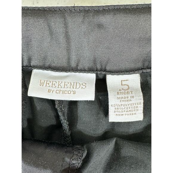 Weekends By Chicos Shorts Size 5 (30x10) Black Mid Rise Slick Stretchy Material - Picture 3 of 7